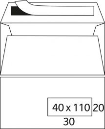Enveloppen Clairefontaine Trophee zwart 120 g/m² 114 x 229 mm venster rechts strip