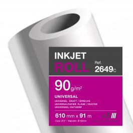Clairefontaine inkjet rollen wit 90 g/m² 610 mm x 91 M 50 mm