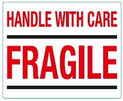 Waarschuwingsetiketten 97 x 79 mm Handle with care fragile